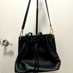 Black Leather Shoulder Bucket Bag | Cole Haan